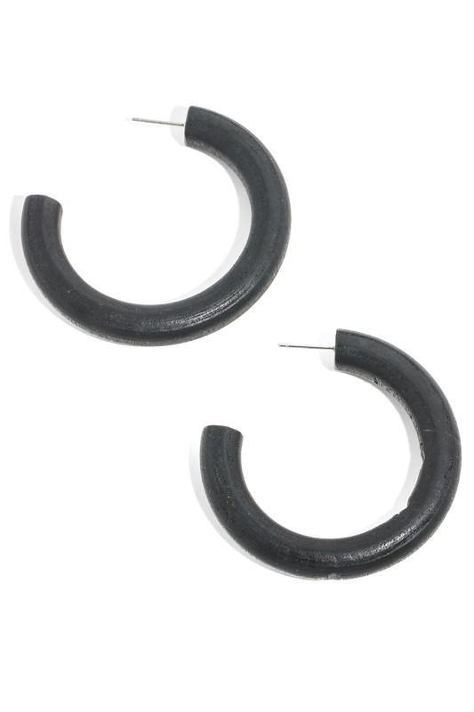 wooden Hoop Earring in black - Bili's Bougie Boutique