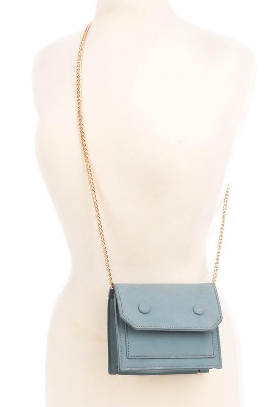 Mini Chain strap Crossbody, Faux Suede Clutch Bag in blue – Bili's Bougie  Boutique