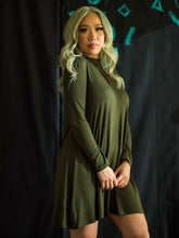 Load image into Gallery viewer, Front Keyhole Accented Long Sleeve Dress in olive
