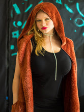 Load image into Gallery viewer, HOODED FAUX FUR VEST WITH POCKETS. COLOR RUST
