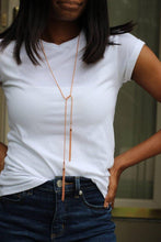 Load image into Gallery viewer, Dual Chain Tassel End Necklace in rose gold - Bili&#39;s Bougie Boutique
