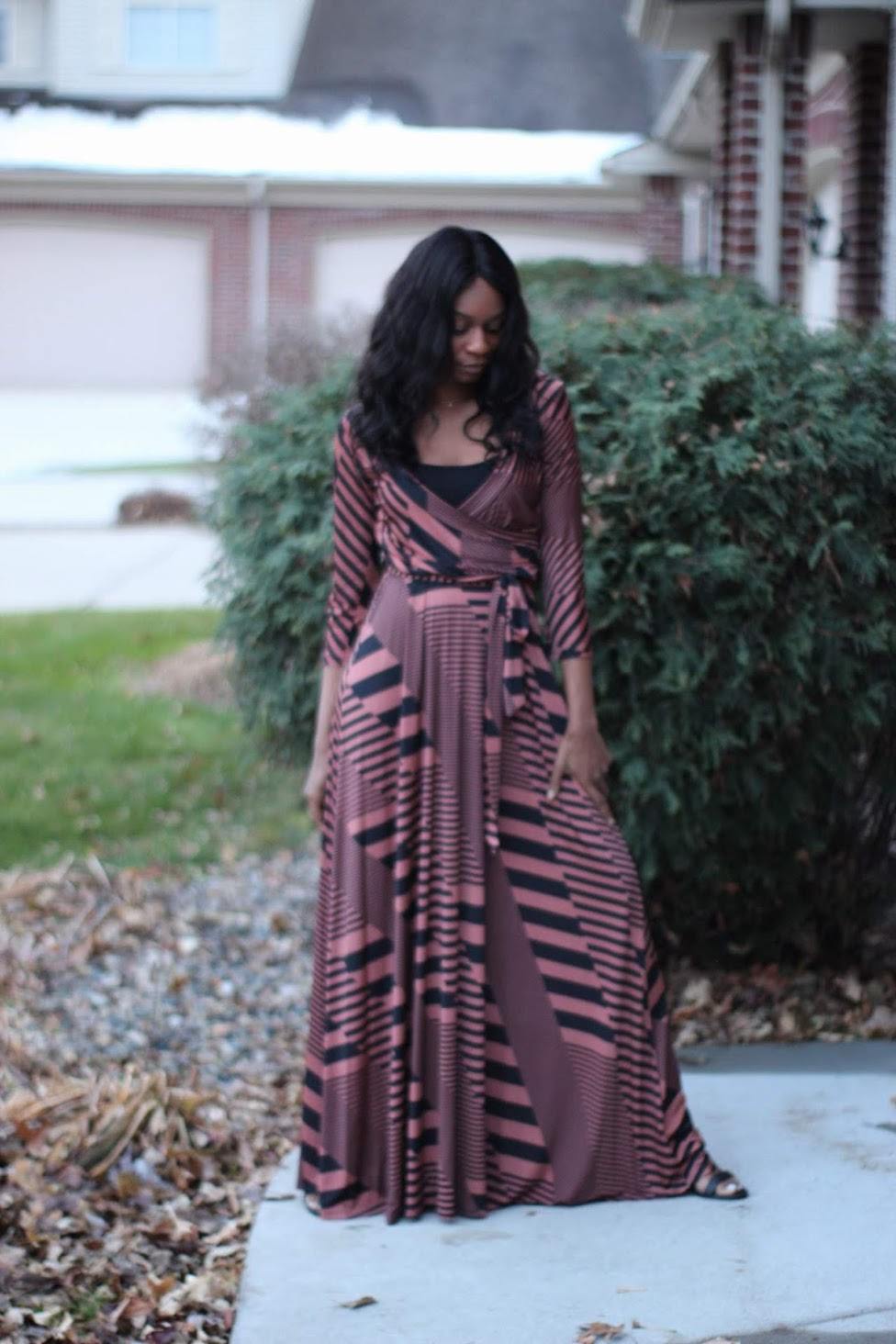 Maxi Wrap Dress in dusty rose - Bili's Bougie Boutique