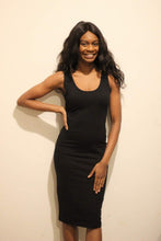 Load image into Gallery viewer, SLEEVELESS TANK BODYCON MIDI DRESS IN BLACK - Bili&#39;s Bougie Boutique
