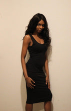 Load image into Gallery viewer, SLEEVELESS TANK BODYCON MIDI DRESS IN BLACK - Bili&#39;s Bougie Boutique
