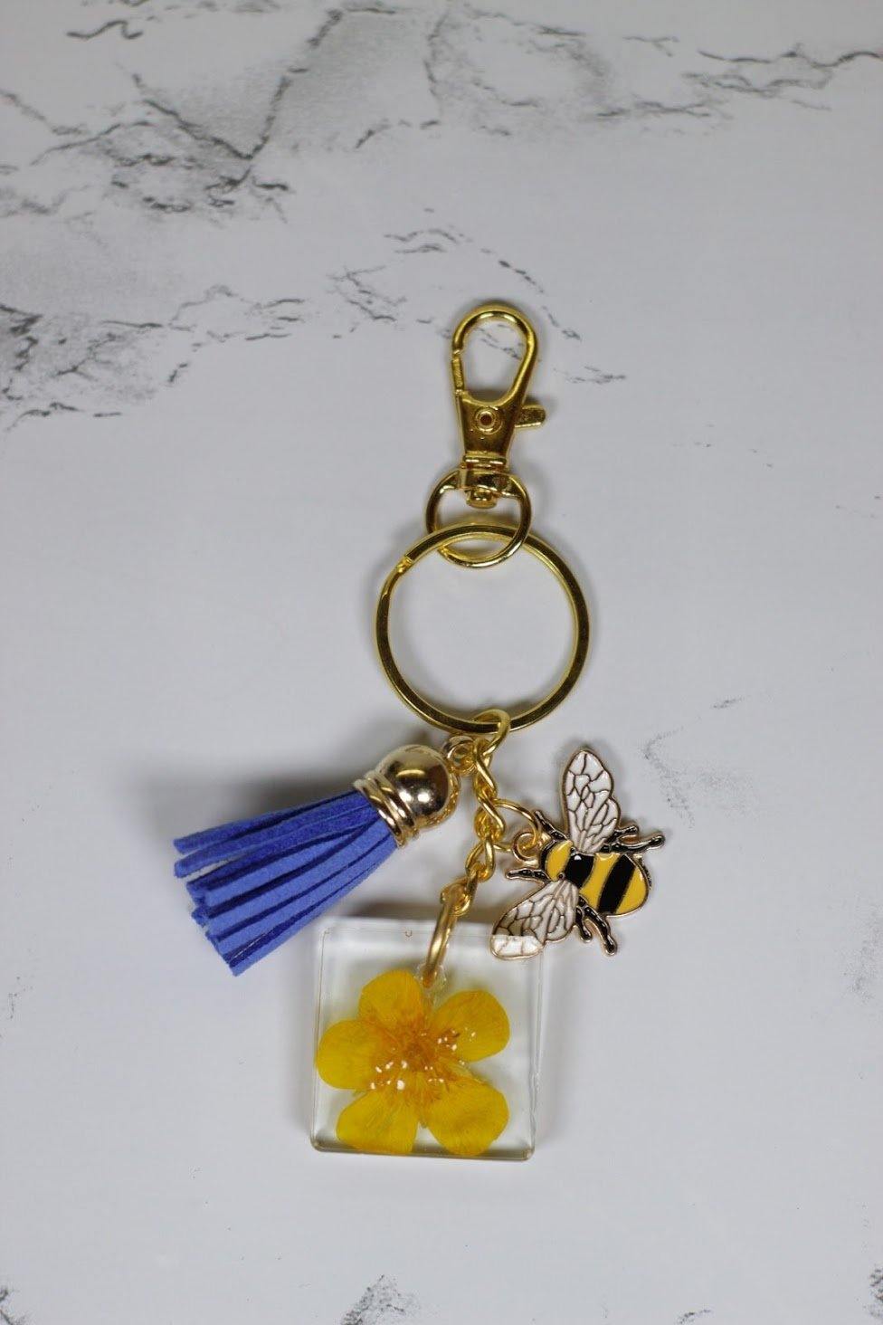 Last 1 Charm Coach Bee Flower Key Fob Keychain