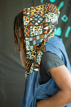 Load image into Gallery viewer, Denim and African print Sleeveless Varsity jacket with hood
