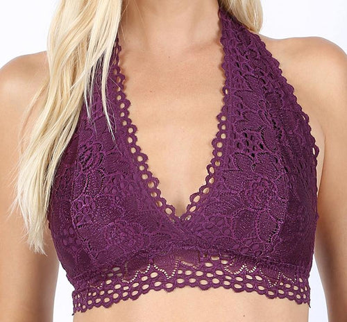 STRETCH LACE HALTER BRALETTE LINED - Bili's Bougie Boutique