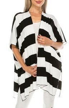 Load image into Gallery viewer, 3/4 Sleeve  black and white Stripe Kimono - Bili&#39;s Bougie Boutique
