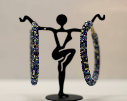 Blue Jewel Encrusted Hoops - Bili's Bougie Boutique