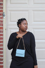 Load image into Gallery viewer, Mini Chain strap Crossbody,  Faux Suede Clutch Bag in blue - Bili&#39;s Bougie Boutique
