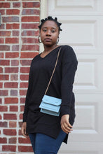 Load image into Gallery viewer, Mini Chain strap Crossbody,  Faux Suede Clutch Bag in blue - Bili&#39;s Bougie Boutique
