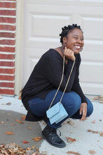 Load image into Gallery viewer, Mini Chain strap Crossbody,  Faux Suede Clutch Bag in blue - Bili&#39;s Bougie Boutique
