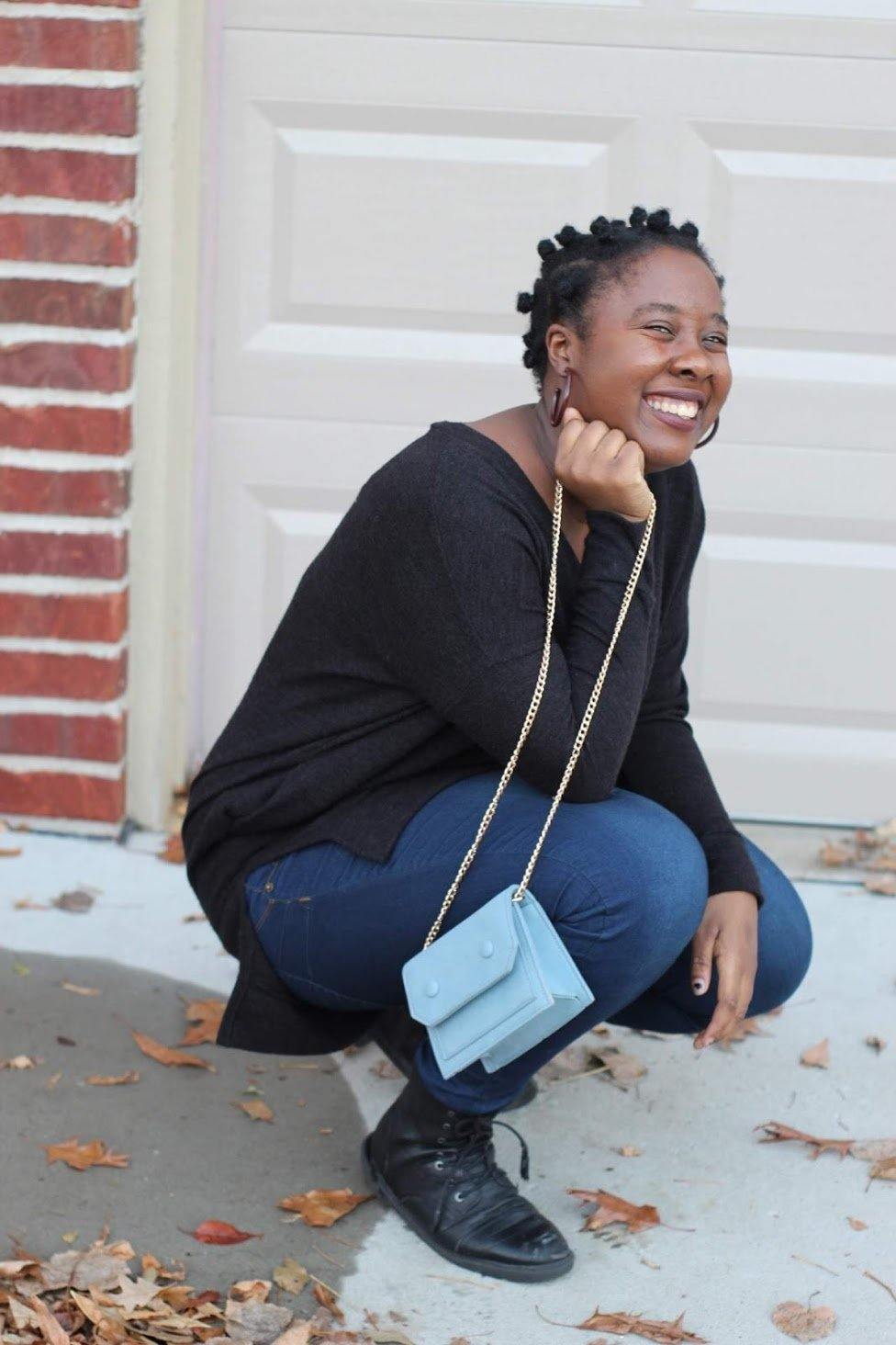 Mini Chain strap Crossbody,  Faux Suede Clutch Bag in blue - Bili's Bougie Boutique