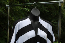 Load image into Gallery viewer, 3/4 Sleeve  black and white Stripe Kimono - Bili&#39;s Bougie Boutique
