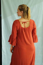 Load image into Gallery viewer, Square Neck Tiered Maxi Dress with bell hands in spice
